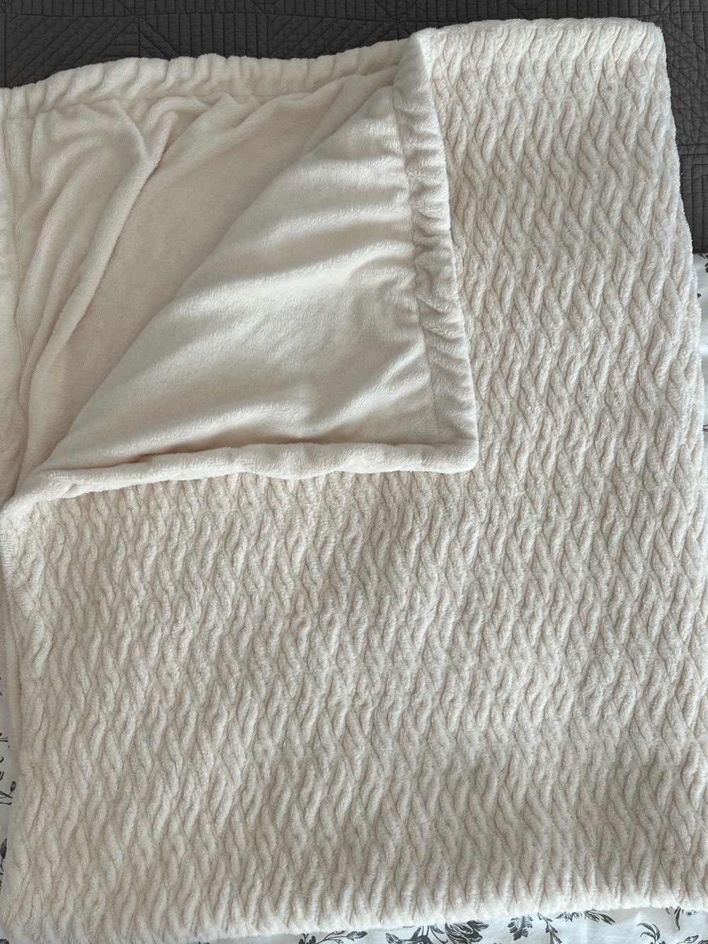 Plush Textured Cream Throw Blanket - 45x58 inch Home Bedding